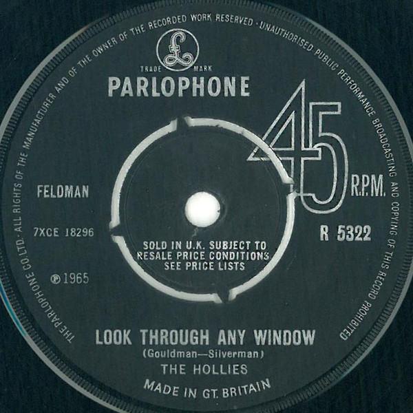 

7-дюймовая пластинка HOLLIES Look Through Any Window R5322 Parlophone 1965 UK Рок Б/у