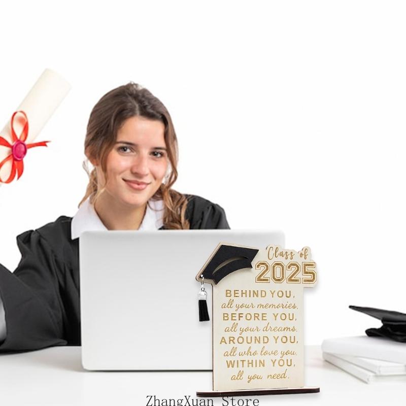 3XUF Graduation Sign Desk Decoration 2025 Inspirational Quote Plaque with Stand Graduation Present For Students