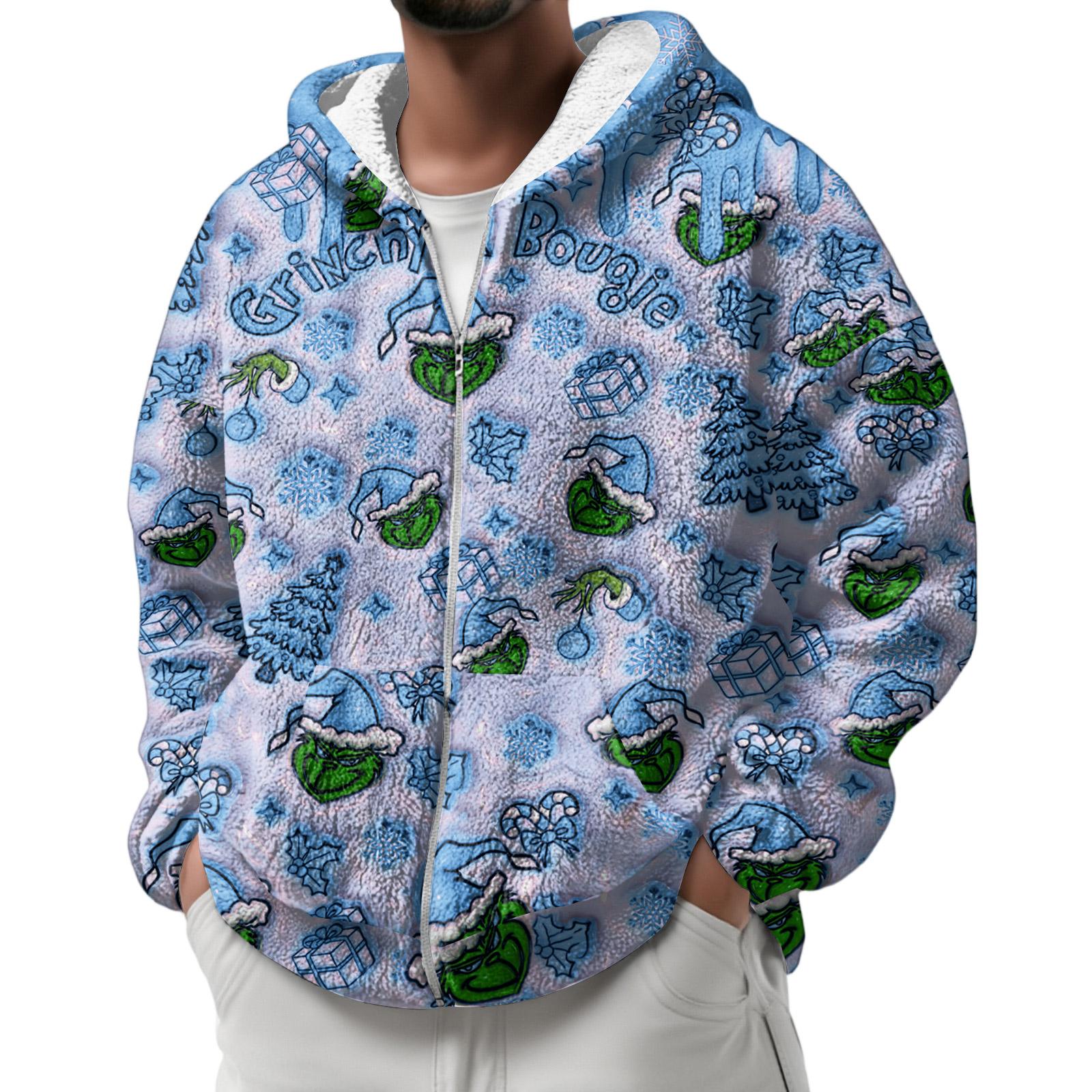 

Men S Winter Zipper Hooded Sweatshirt With Patch Pocket Casual Jacket L