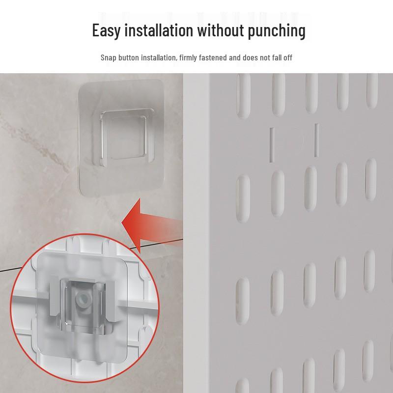 No-Drill Wall-Mounted Pegboard: Customizable Storage Hooks & Baskets Display for Home or Study Room.