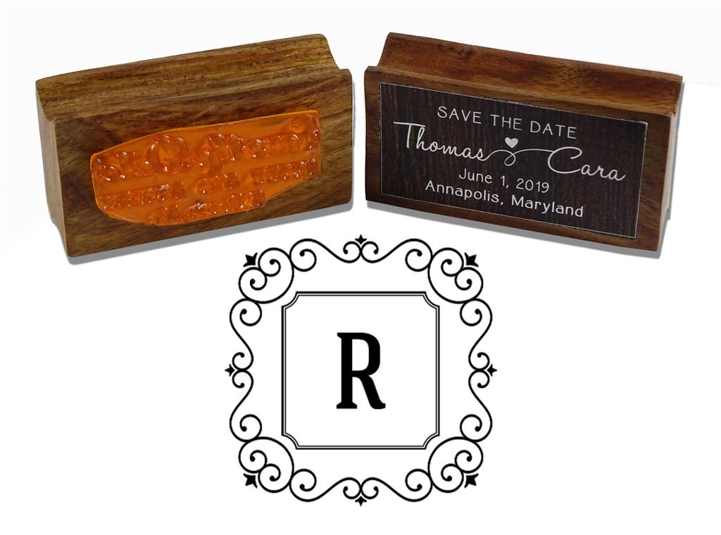 Printtoo Monogram Letter Square Swirl Border R Odd Mounted Rubber Stamp Office