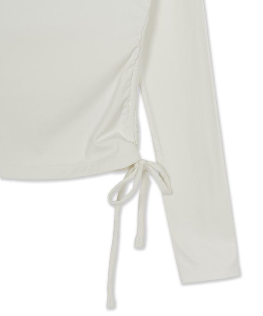 Emelbi Women'S Basic Cutout Slim Semi-Crop Long Sleeve T-Shirt Ny (Cream)