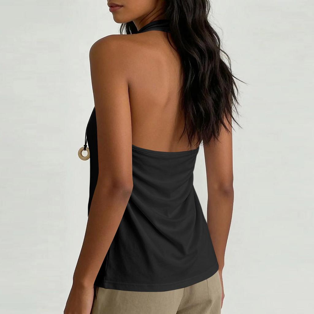 Women Neck Sleeveless Cowl Neck Tank Top Relaxed Fit Lightweight Casual Drape Front Vest for Summer Daily Wear