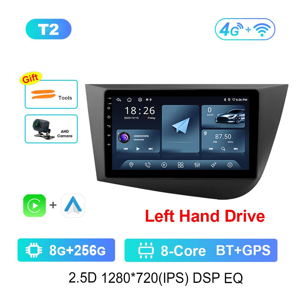 9 Inch Left Hand Drive GPS Navigation Android OS for Seat Leon 2 2005 - 2012 4G DSP Stereo Car Radio Multimedia Player WiFi BT