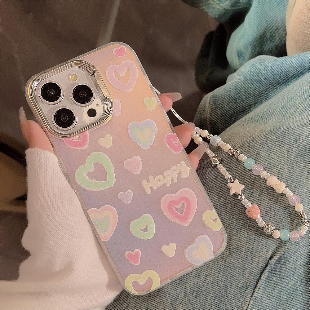 Laser Color Love Stand Suitable for Apple 16pro Max Mobile Phone Case IPhone 15 Chain 11 Hard 13