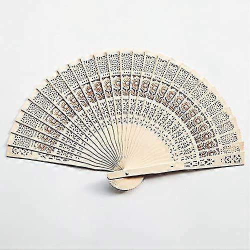 12pcs Sandalwood Fan, 8 Inch Chinese Wooden Openwork Personal Handheld Folding Fan For Wedding Party Home Decorations