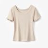 Casual Summer T Shirt For Women With High Elastic Ribbed Fabric And U Neck Design
