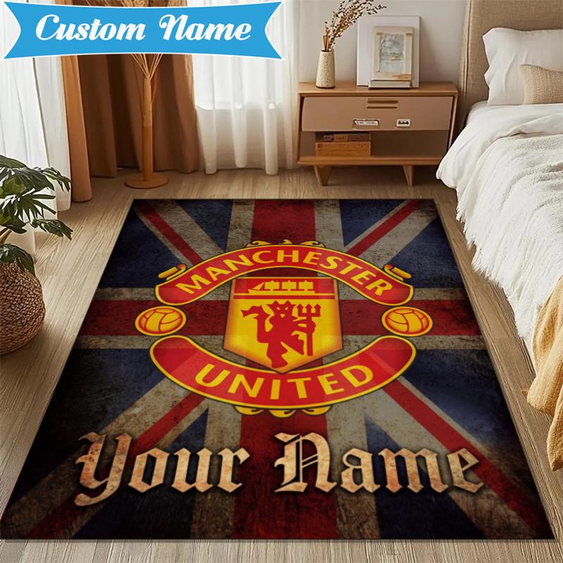 Custom Name Manchester Fc Rug Indoor Floor Mat Chair Rug Perfect for Living Room, Bedroom, Playroom, Game Room Christmas fan gifts