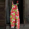 Women's Casual Loose Jumpsuit Christmas Print Wide Leg Jumpsuit Sleeveless With Pockets