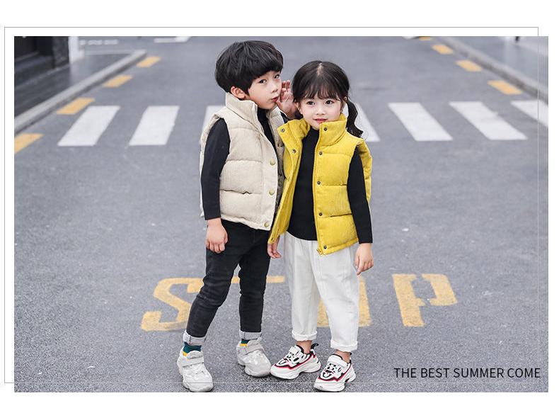 Kinder verdickte Cord-Daunenweste - Warme ärmellose Jacke für Jungen & Mädchen