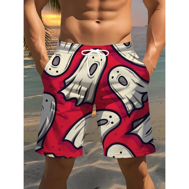 Men s stylish printed beach shorts with ghost doll body pattern print M