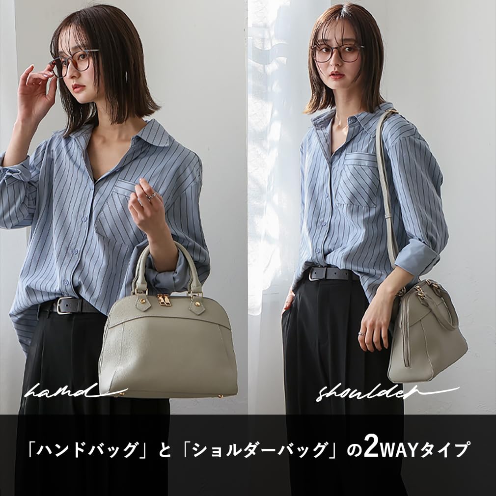 VITAFELICE Damen-Handtasche aus echtem Leder mit Rundum-Reißverschluss (sib-20080n) (Dunkelgrau)