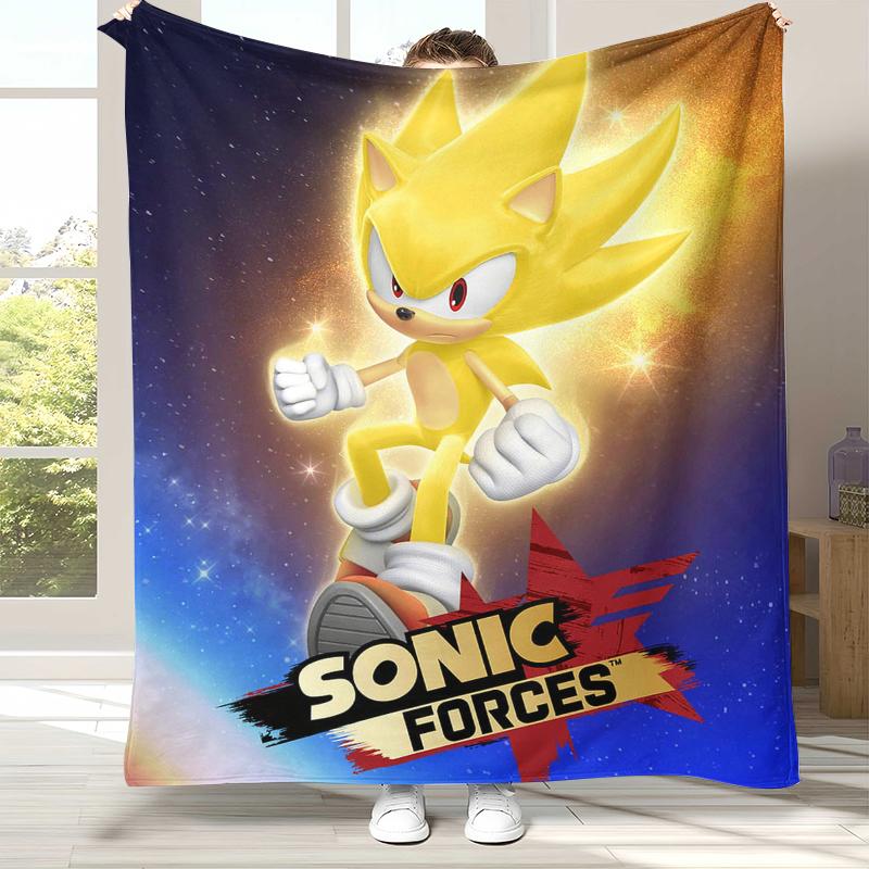 

Ретро Мультяшное Игровое Фланелевое Одеяло S-Sonic, Ультра Мягкое Теплое Плюшевое Покрывало для Дома, Спальни, Кровати, Дивана, Походного Пикника, Подарок 75x90cm