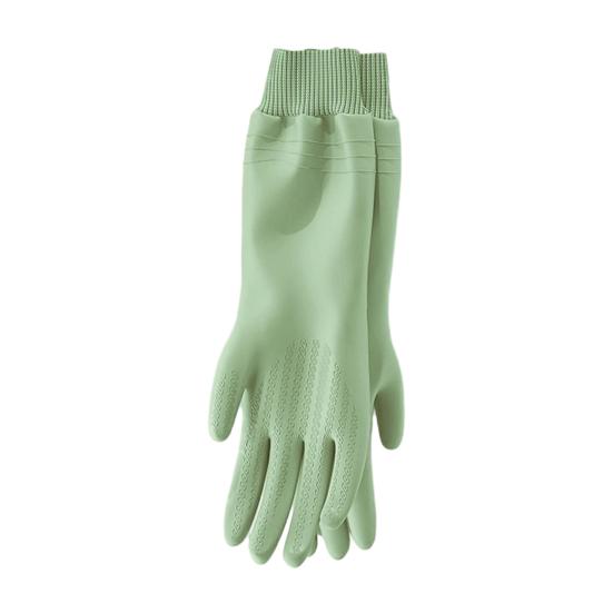 1 Pair Housework Gloves Elastic Textured Cuffs Prevent Water Backflow Cleaning Gloves Grease Removing Gloves