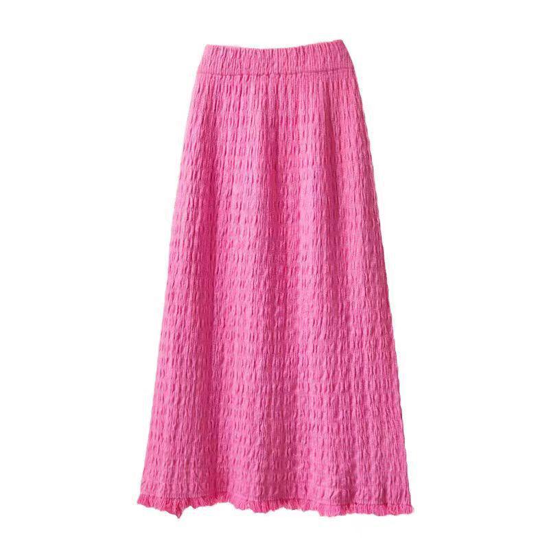 

Women s White High-Waisted Knit Pencil Skirt - Autumn/Winter 2025, Slim Fit for Petite and Plus Sizes One Size яркий розовый