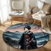 Rustic Round Sun Multicolor Rug Pad, Non-Slip Floor Mat for Dining Room