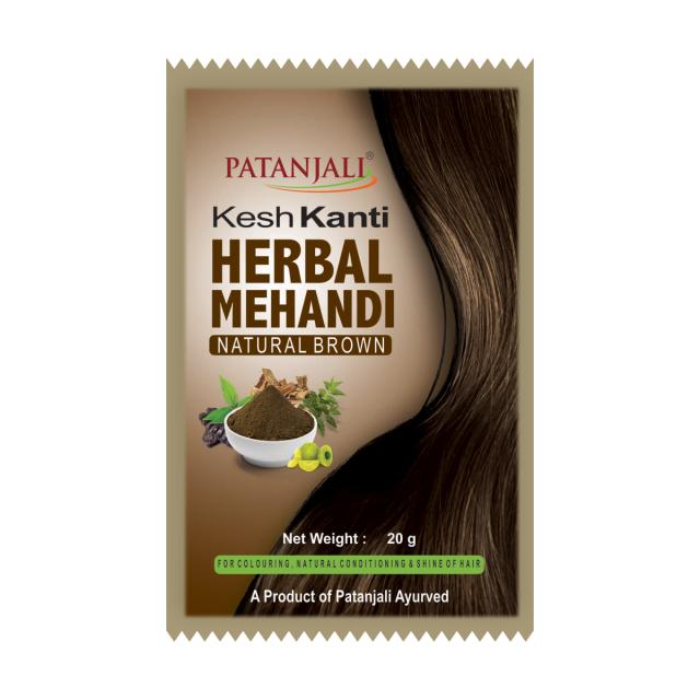 Patanjali Kesh Kanti Herbal Mehandi Naturlig Brun, Mørkebrun og Naturlig Svart ( 20 g × 3 )