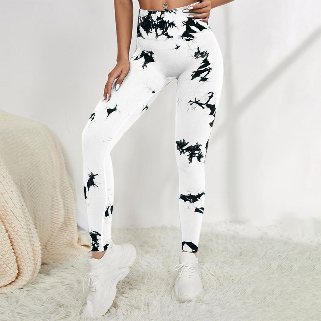 High Waist Tie Dye Yoga Leggings for Women Butt Lifting Workout Seamless Compression Athletic Pants for Gym Fitness Running