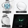 OLEVS Women's Watch Quartz Stainless Steel Band Classic Dial Luminous 30m Waterproof Business Watch Blue-3688
