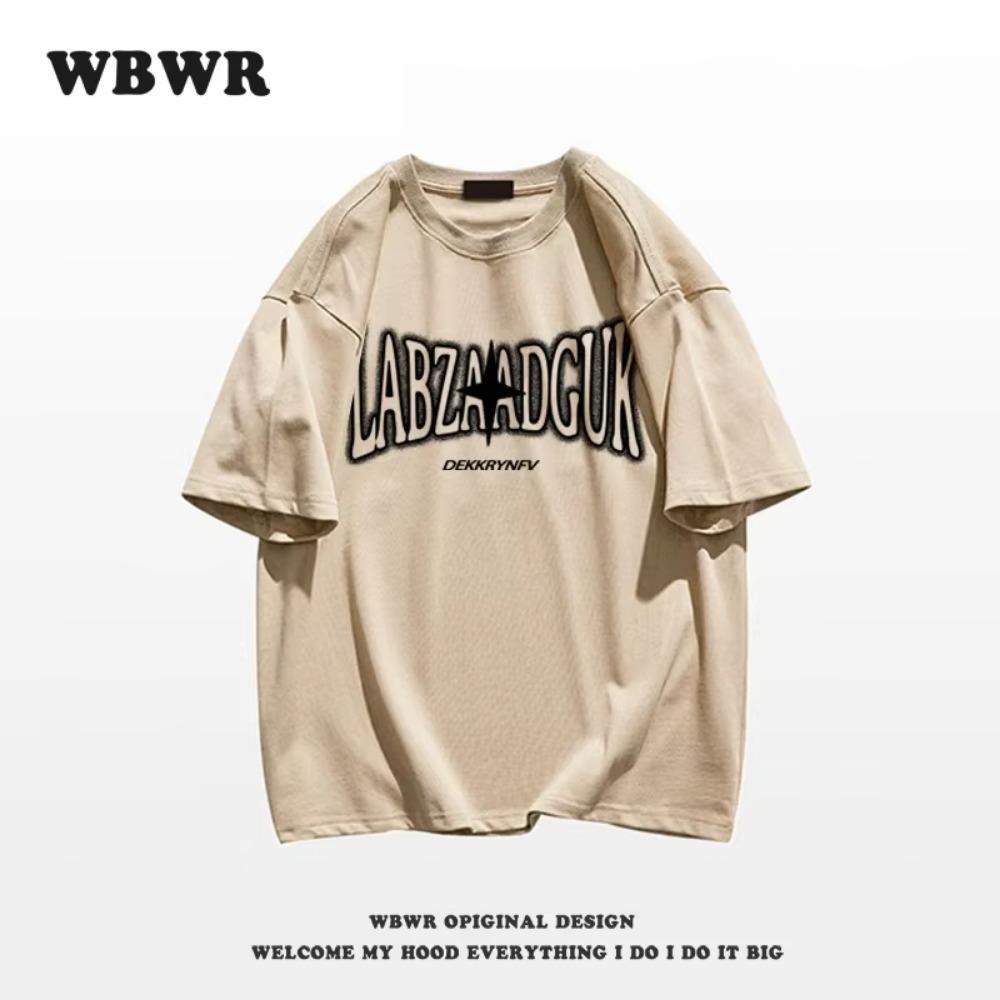 Letní móda Retro pánská anglická písmena těžké váhy 100% bavlna s kulatým výstřihem s potiskem Vysoce kvalitní neformální tričko Fitness Street