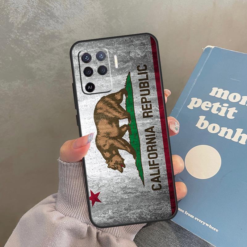 California Flag Case For Oppo A60 A40 A80 A18 A38 A58 A78 A98 A16 A76 A96 A15 A17 A77 A74 A94 A54 A57S Cover