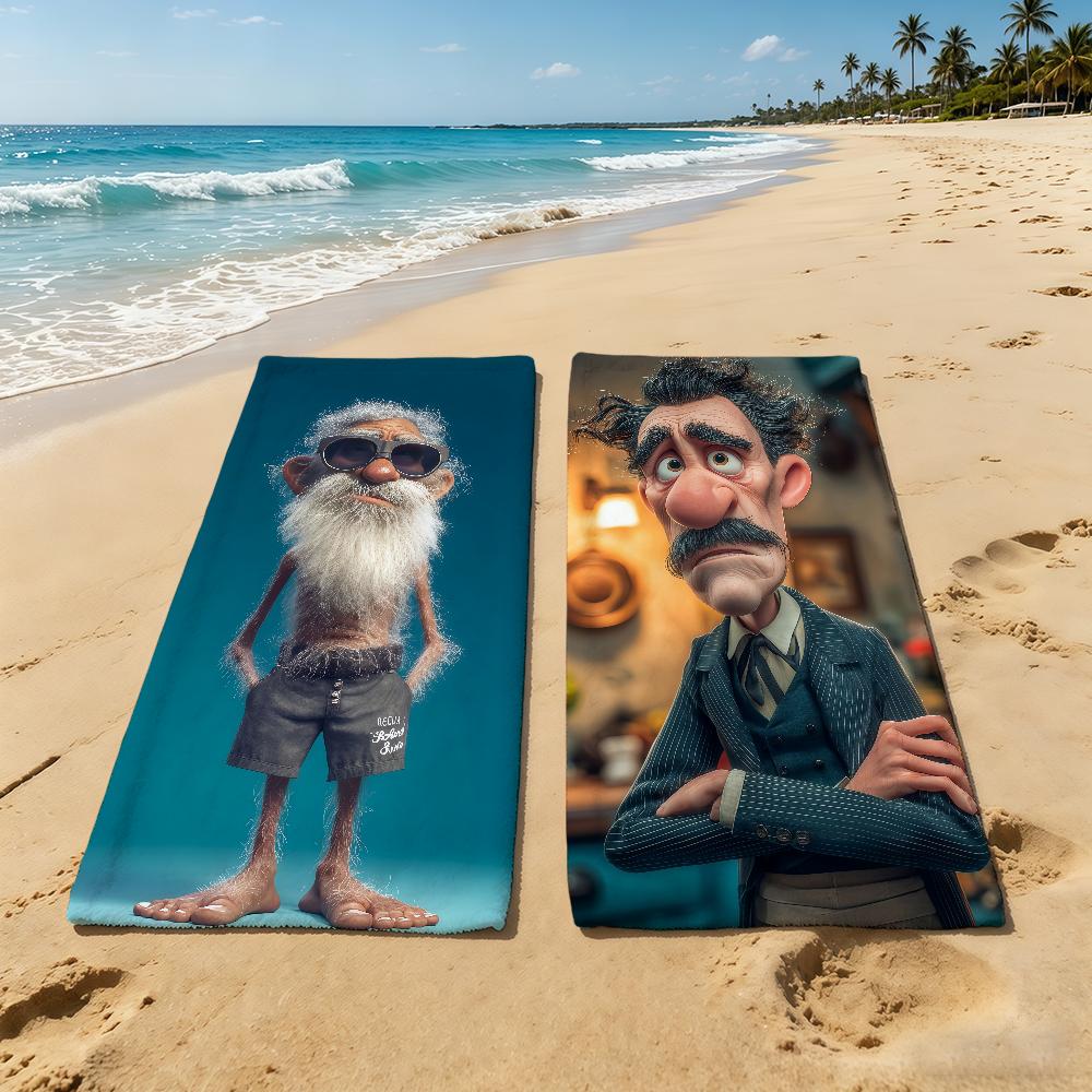 Asciugamano Cartone Animato Vecchio Per Campeggio All'aperto Asciugamano da Spiaggia Uomo Super Divertente Assorbente Asciugatura Rapida Asciugamano Estivo