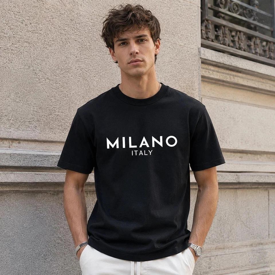 Milano Italy T-Shirt Minimalist Milan Travel City Graphic Tee Unisex Streetwear L
