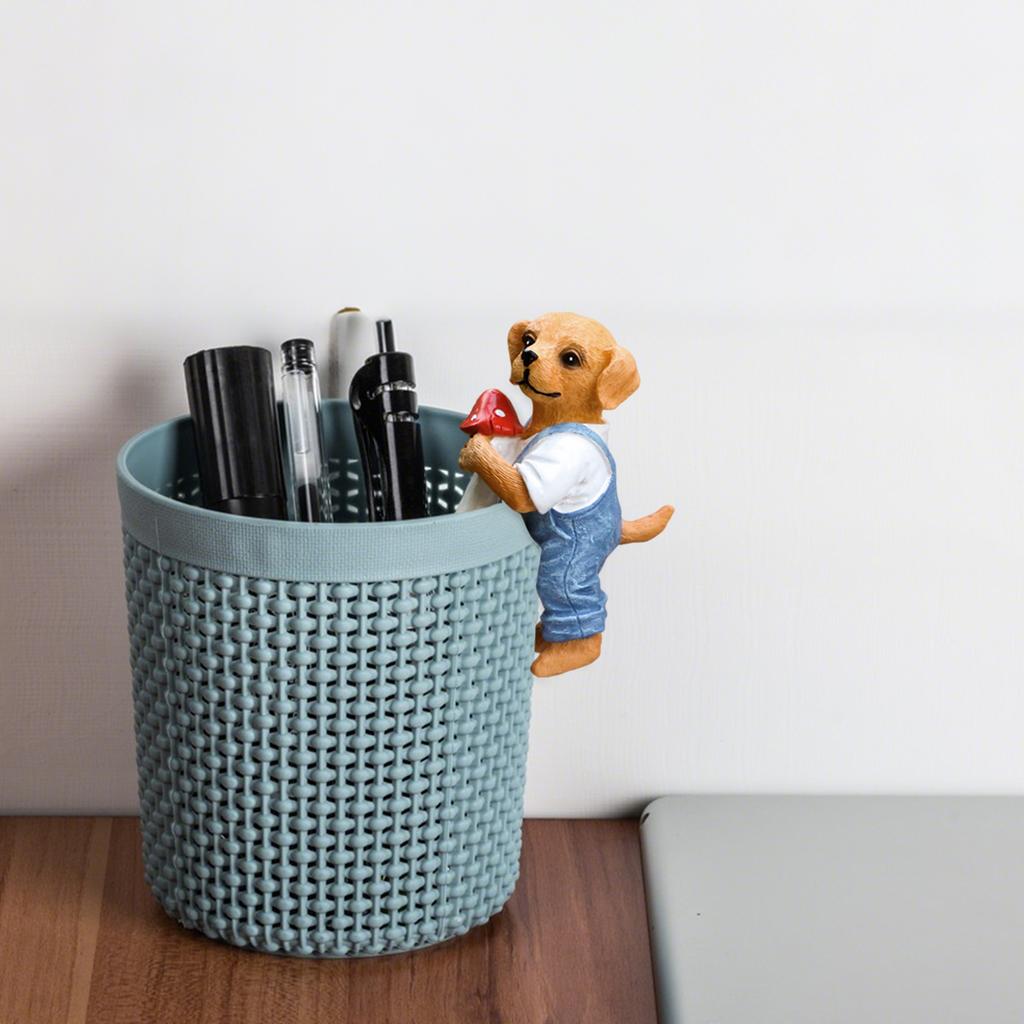 1 small dog holding a mushroom, fun flower pot decoration pendant, cup/vase pendant