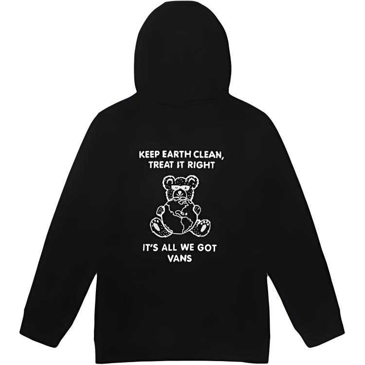 Vans Bavlněná ležérní jednoduchá mikina s kapucí Dětské topy Černá VN000G31BLK