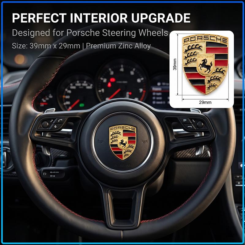 1Pcs Metal Texture Porsche Shield Badge Waterproof Anti-Fade Decor Sticker Fit All Porsche Sedan SUV Sports Car Interior Modification