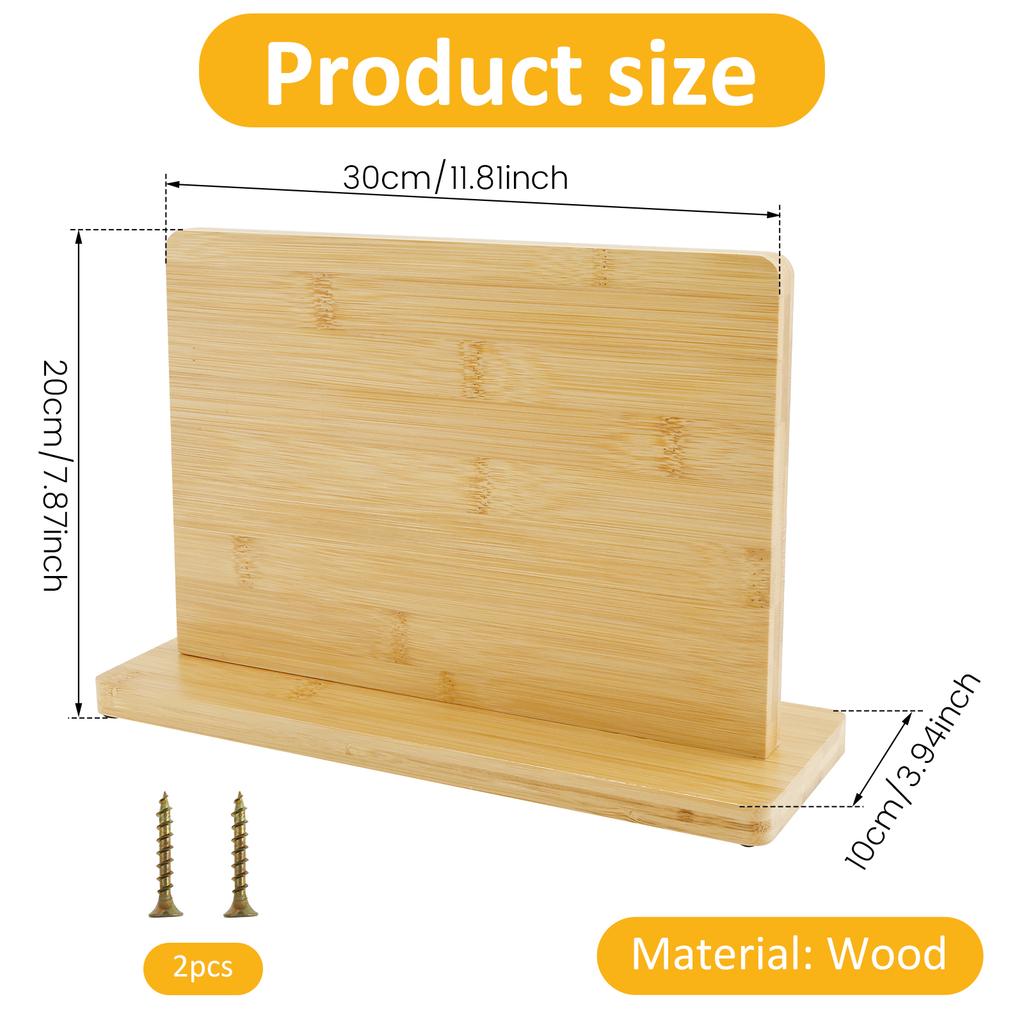 Magnetic Knife Block Holder Wood Double Side Kitchen Knife Organizer Standing With Anti Slip Base Multifunction Detachable