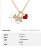 AG French Zircon & Diamond Heart Necklace - Mother-of-Pearl and Agate, Luxury Dog Design Clavicle Chain.