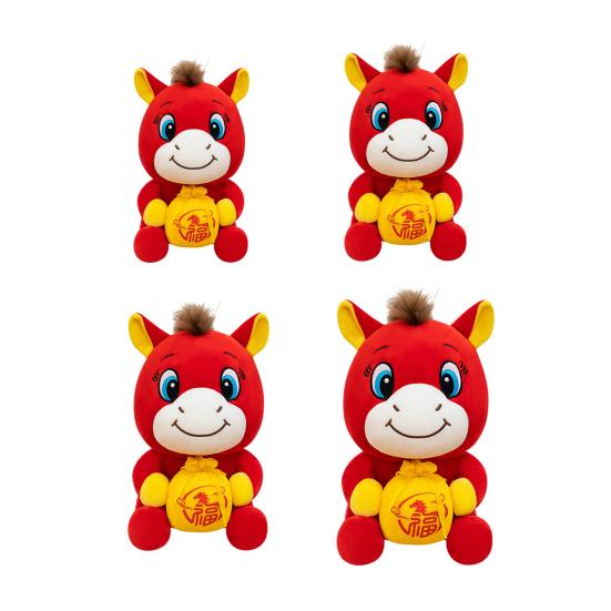 Horse Doll Auspicious Meaning PP Cotton Filling Plush Toy Traditional Zodiac Horse Theme Good Luck Doll