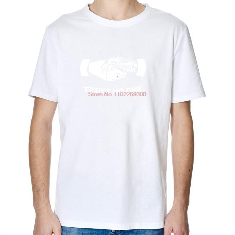 Trust No One Snake Handshake Funny Shirts Graphic Tee Summer Tops  TShirt New Arrival Goods Cotton New Shirts And TShirts