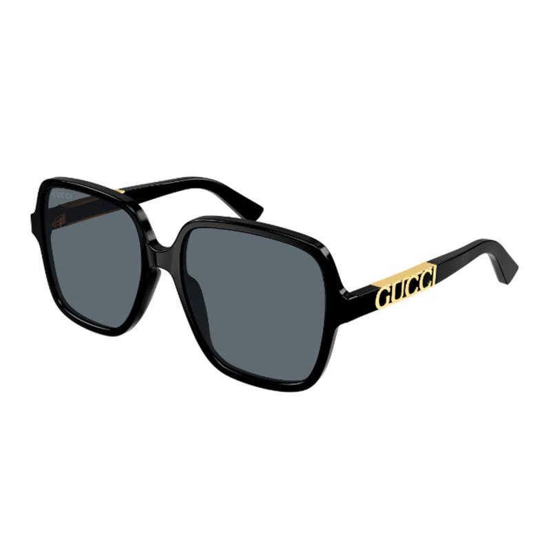 Gucci Shade Light and Comfortable Plate with Metal Irregular Sunglasses Unisex Couple Black