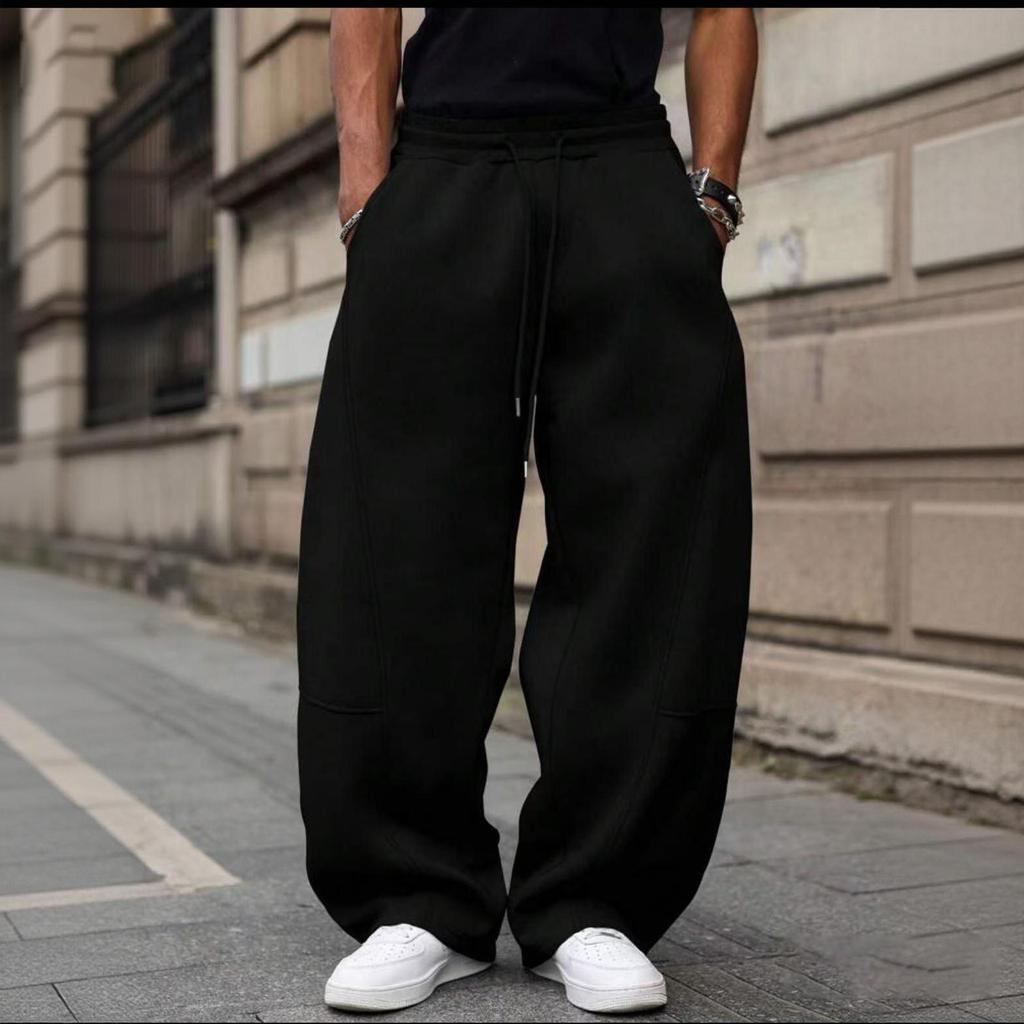 Men’s Baggy Sweatpants Wide-Leg With Elastic Drawstring Waist, Casual Joggers With Deep Pockets Cozy Fleece