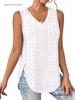 Spring/Summer V-Neck Sleeveless Eyelet Jacquard Women's Casual Vest Top