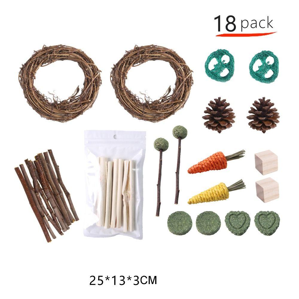 Bite Resistant Hamster Chew Toys Multi Piece Set Interactive Small Animal Toy Set Teeth Grinding Colorful Wooden Pet Toys