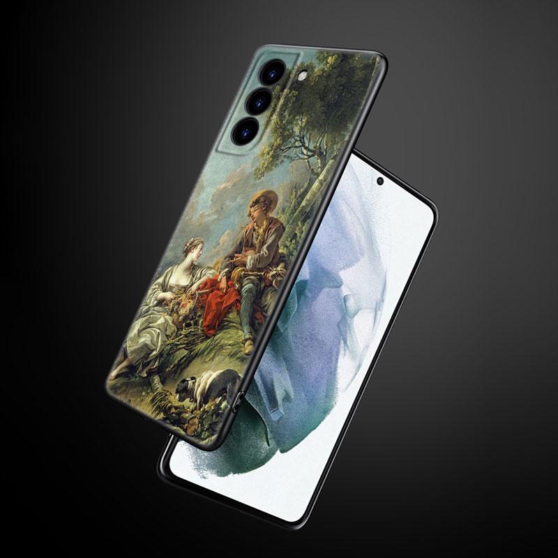 Pouzdro na telefon s renesanční uměleckou malbou pro Samsung Galaxy S22 Pro S21 S20 Ultra FE S10 Lite 5G S10E S9 S8 Plus Měkký TPU Černý kryt