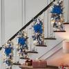 Christmas Light Up Garland Artificial Prelit Stairway Trim with Pinecones&Bowknot Festival Theme for Stair Front Door Decoration