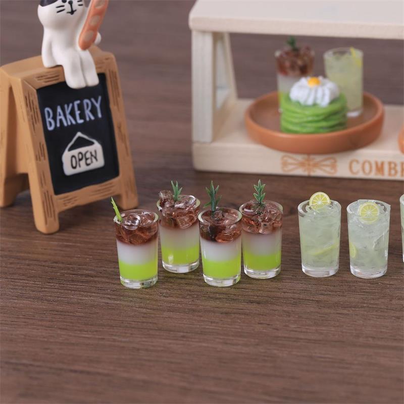 2 Pcs/Bag Miniature Toy Ice Drinks Micro Landscape Ornaments Dollhouse Toys Accessories Doll House Kitchen Decoration Kids Gifts