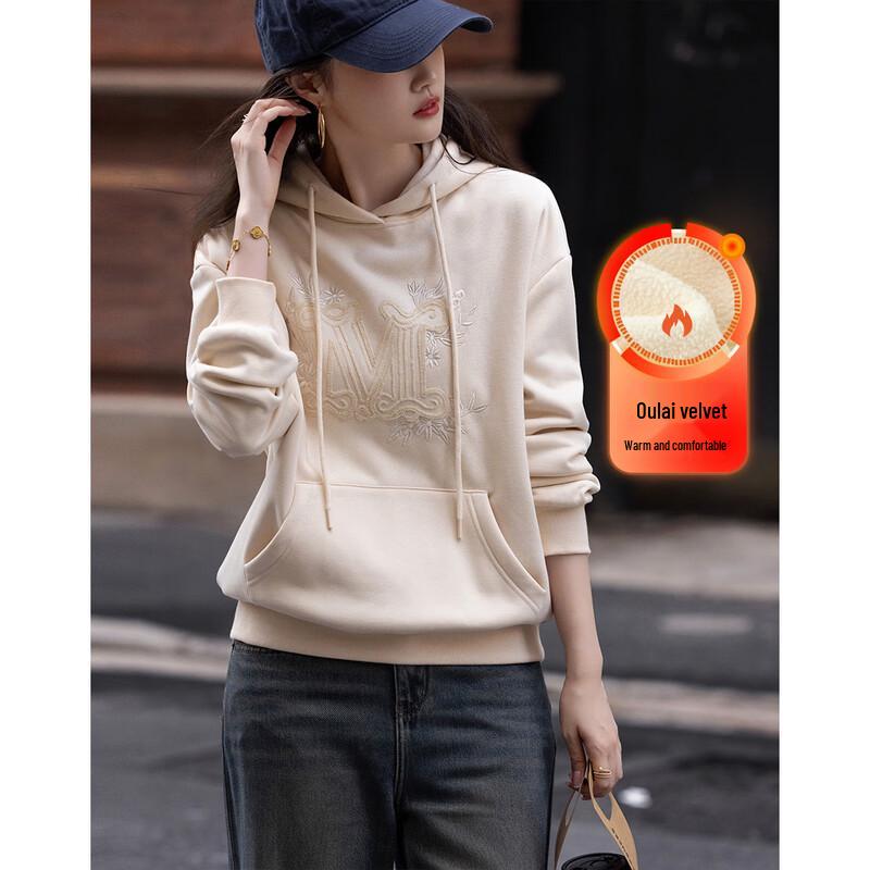 Demana Women s Embroidered Hooded Fleece Sweatshirt XL