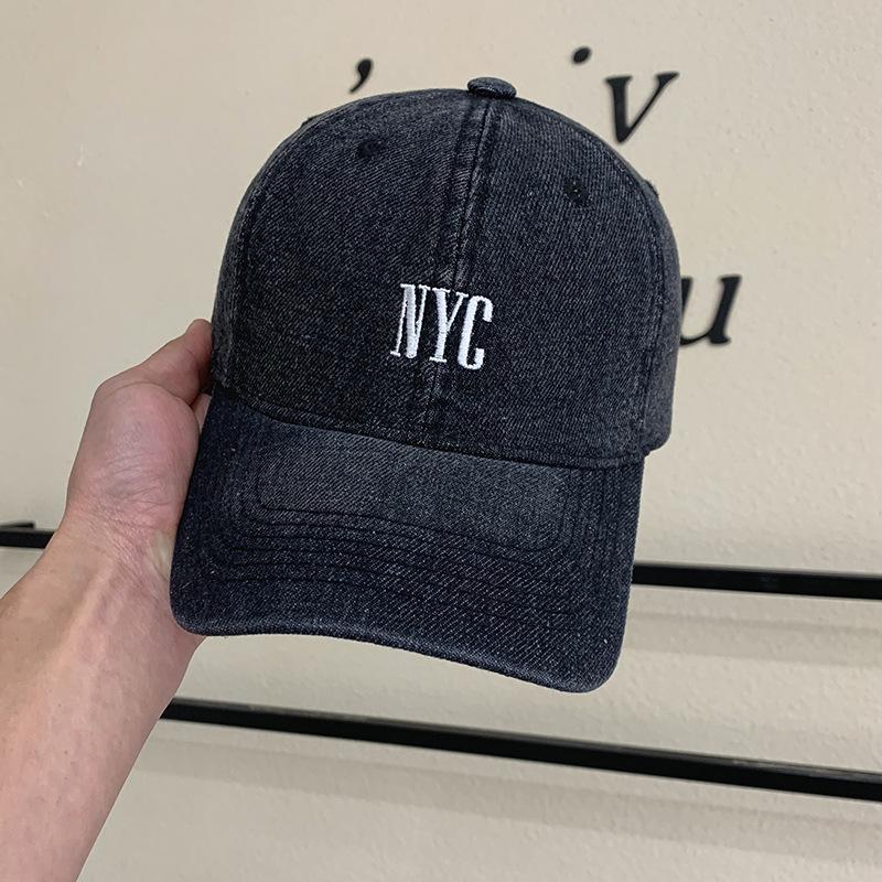 Spring and summer washed denim embroidered baseball cap for women, Korean style, fashionable, popular online, street style, sun-shading, Adjustable