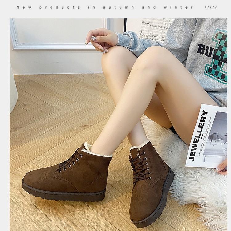 Winter Student Snow Boots Women's Short Boots Short Thermal Boots Lace-Up Women's Shoes Flat Heel Martin Cotton Boots