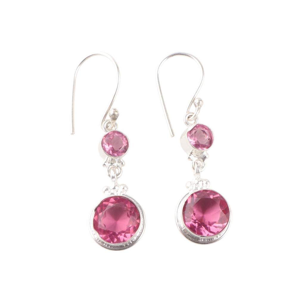 Pink Tourmaline Gemstone 925 Sterling Silver Handmade Jewelry Bridal Earrings EE-160-11