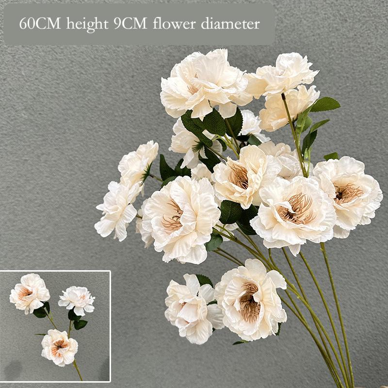 

3 Heads Artificial Gardenia Fake Flower Bouquet for Wedding Arrangement Party Home Decor шампанського
