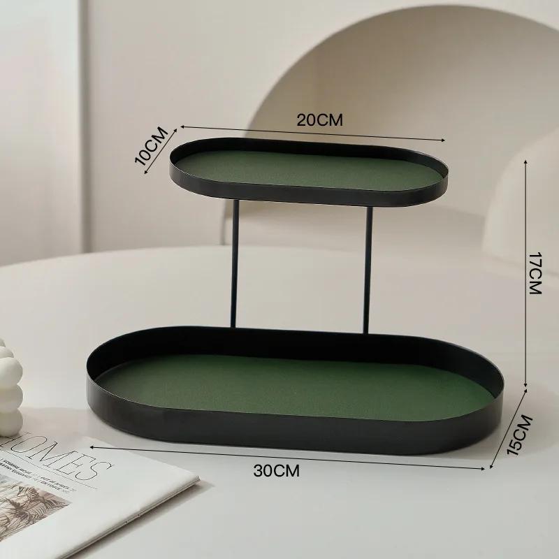 Perfume Double Layer Oval Metal Showcase Storage Rack Versatile Organizer for Cosmetics Jewelry Keys Living Room Bathroom