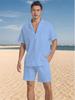 2024 Men's Cotton Linen Loose Summer Cardigan and Short-Sleeve Shirt Set