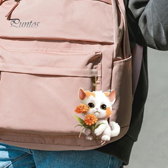 Colgante de gato con forma de flor para espejo retrovisor de coche, adorno de acrílico para árbol de Navidad, decoración para ventana de casa, interior de coche