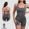 Cross-border Hot Style Yoga Jumpsuit: Sand Wash, Nude Feeling, High Intensity, Dance, Fitness, Sport, Tight Bodysuit for Women